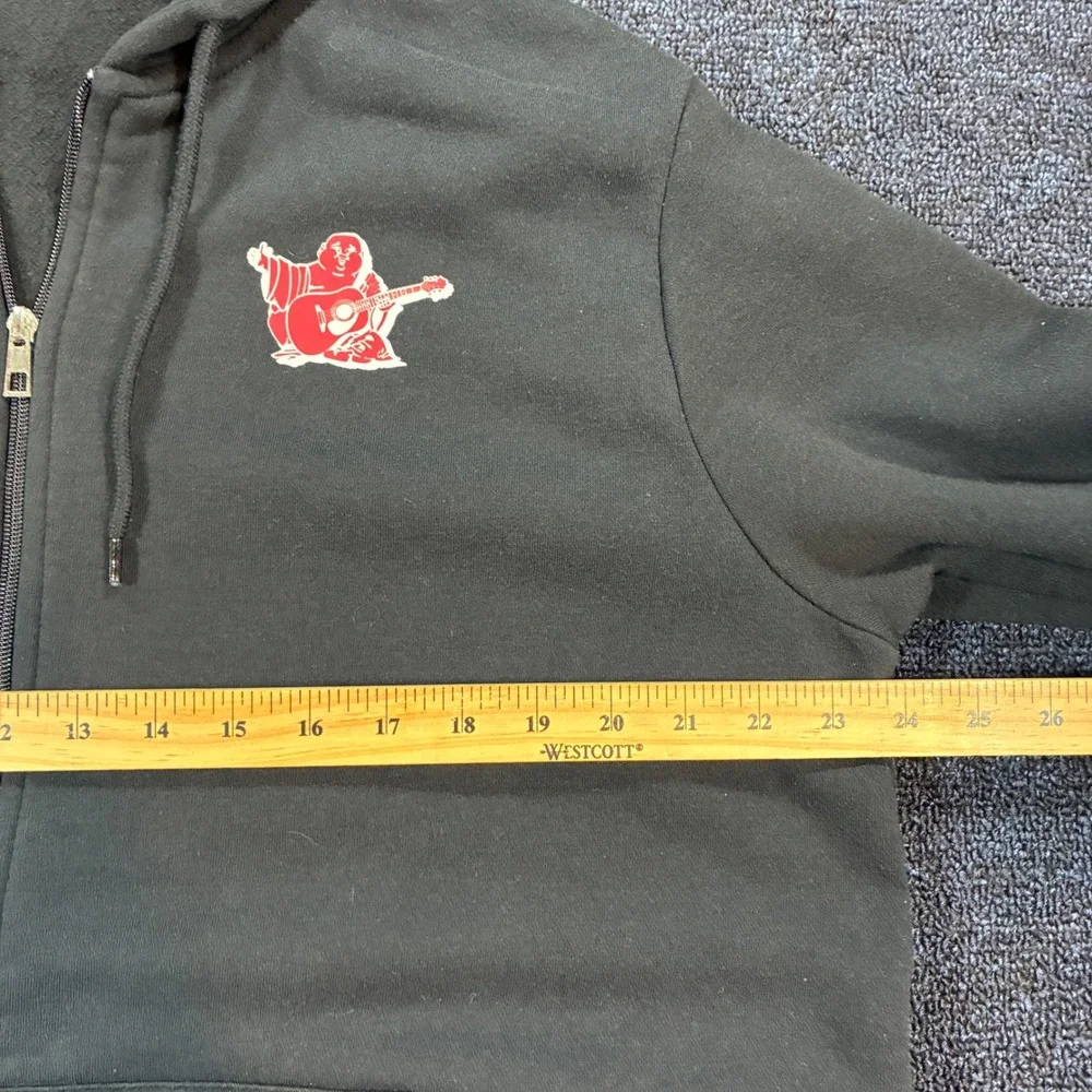 True Religion Buddha Hoodie Mens XL Radiant Zip Up Black Graphic Sweatshirt